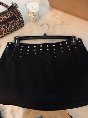 Zara Black Mini Skirt with Stud Detail